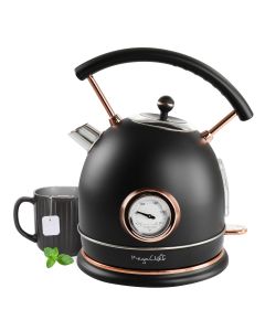 MegaChef 1.8 Liter Half Circle Electric Tea Kettle with Thermostat in Matte Black
