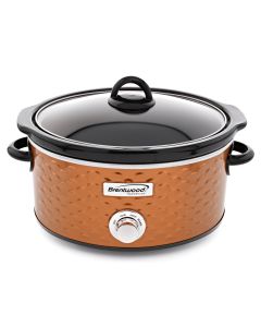 Brentwood Scallop Pattern 4.5 Quart Slow Cooker in Copper