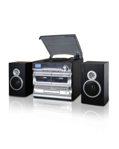 Trexonic 3-Speed Vinyl Turntable  Home Stereo System with CD Player, Double Cassette Player, Bluetooth, FM Radio & USB/SD Recording