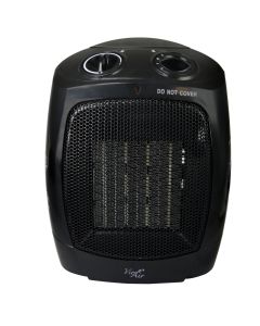Vie Air 1500W Portable 2-Settings Office Black Ceramic Heater with Adjustable Thermostat